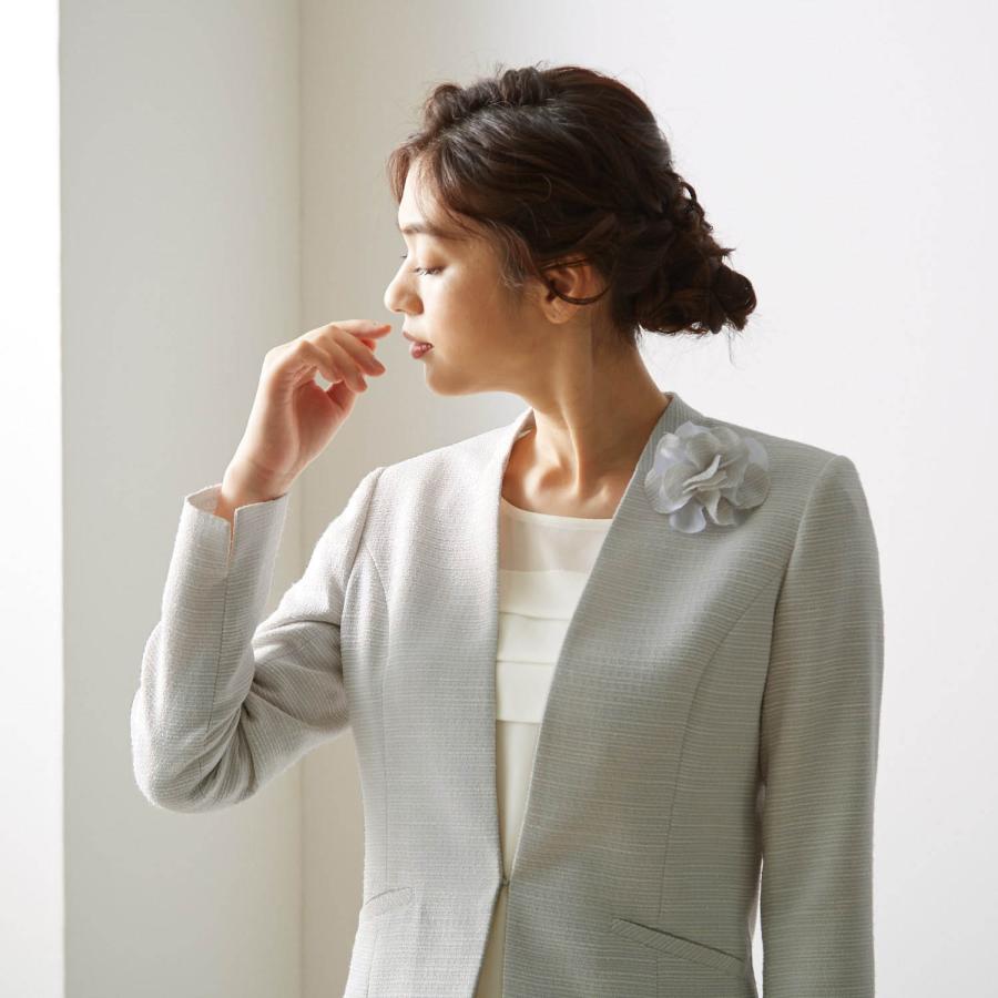 スーツ 5点セット ジャケット パンツスーツ レディーススーツ レギュラー フォーマルパンツスーツ ライトグレー×ブラック ママ 卒園式 入園式 入学式 レディーススーツ