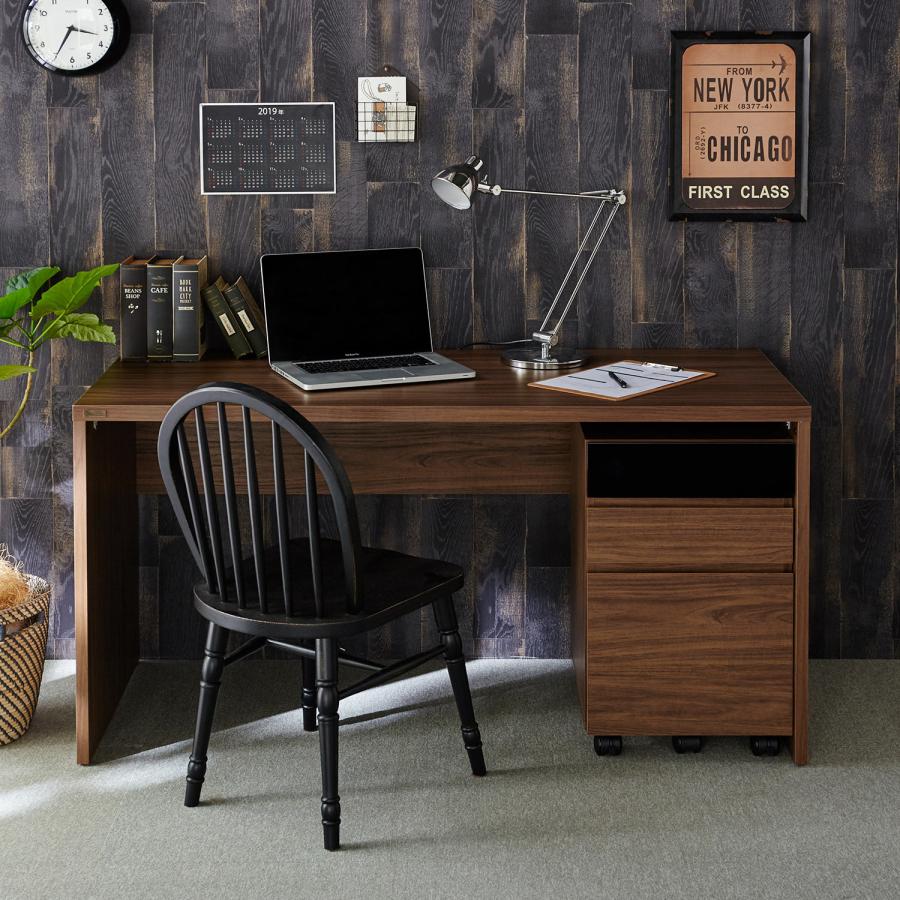 広々使える！シンプルパソコンデスク＆ワゴン デスク＋チェストワゴン