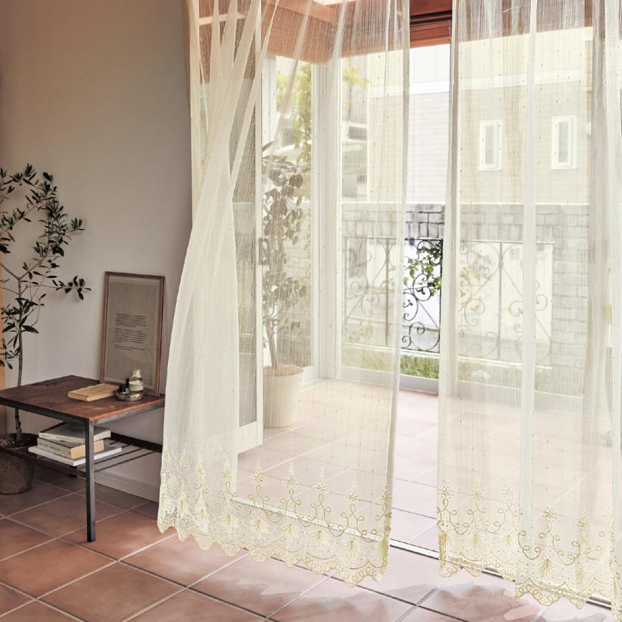 カーテン レースカーテン レース トルコ刺繍 スカラップデザイン