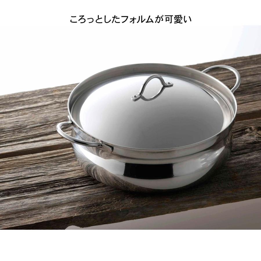 鍋 燕三条 IH対応 ステンレスと鉄 3層 土鍋風なべ 日本製 幅22cm