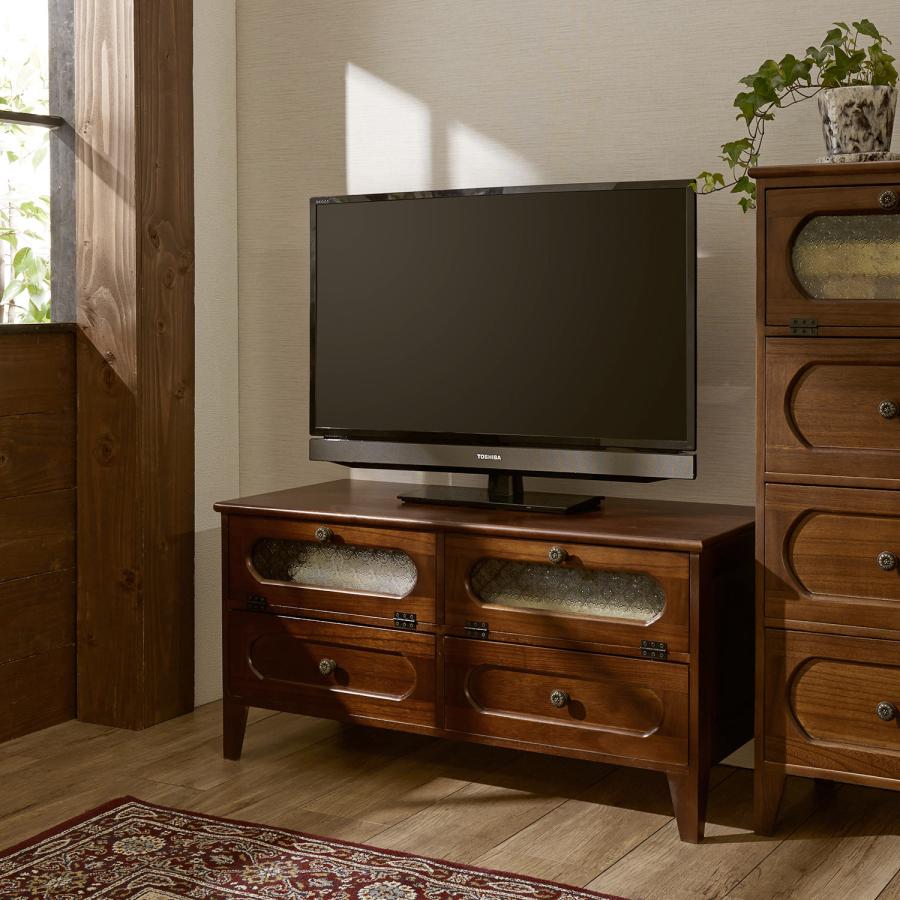 古家具風デザインガラスのテレビ台 開き扉+引出し 引き落とし扉+ 古家具風デザインガラスのテレビ台 開き扉+引出し 引き落とし扉+