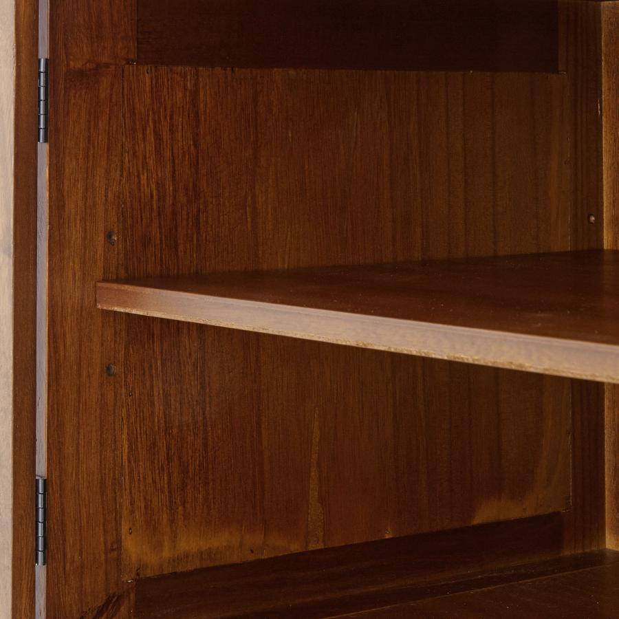 古家具風デザインガラスのテレビ台 開き扉+引出し 引き落とし扉+引出し