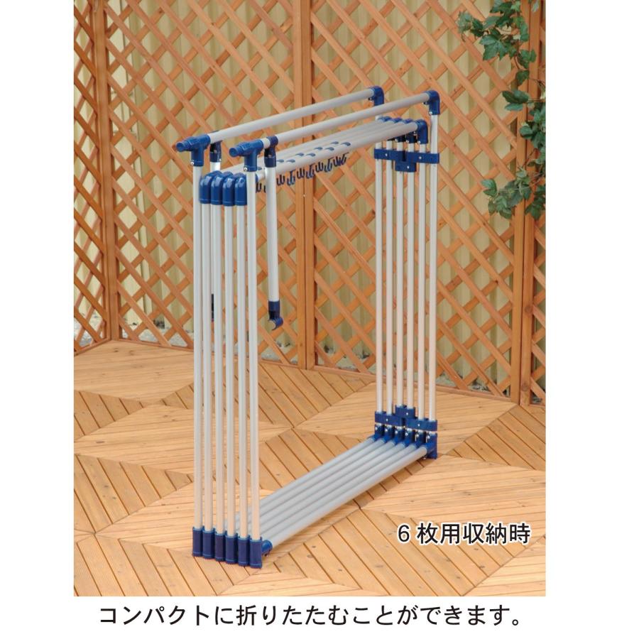 伸縮アーム付きの扇型で横から干しやすい軽量アルミ製室内室外兼用物干し 4枚用_3