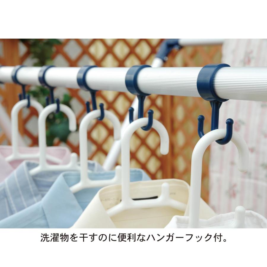 伸縮アーム付きの扇型で横から干しやすい軽量アルミ製室内室外兼用物干し 4枚用_4