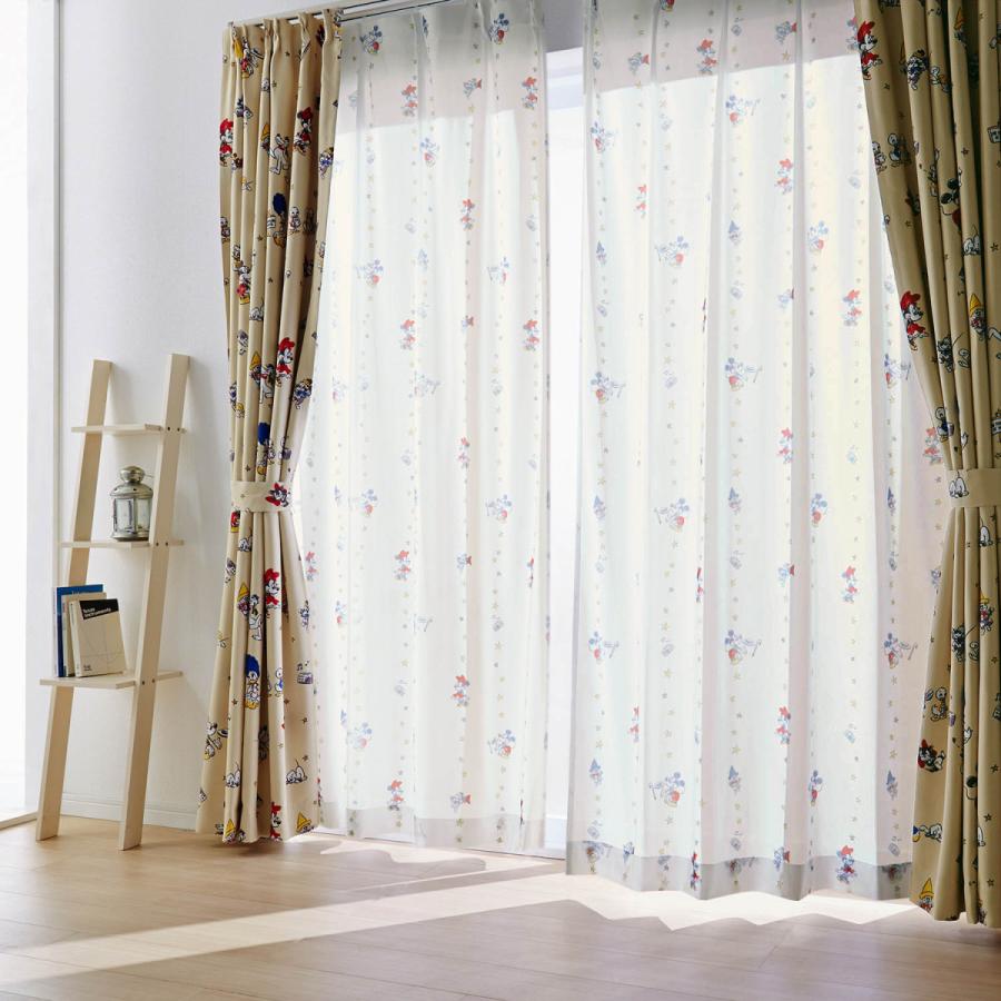 【新品未使用】ディズニー遮光2級カーテン＆レースカーテンセット カーテンセット】遮光カーテン＆レース4枚セット｜ディズニー