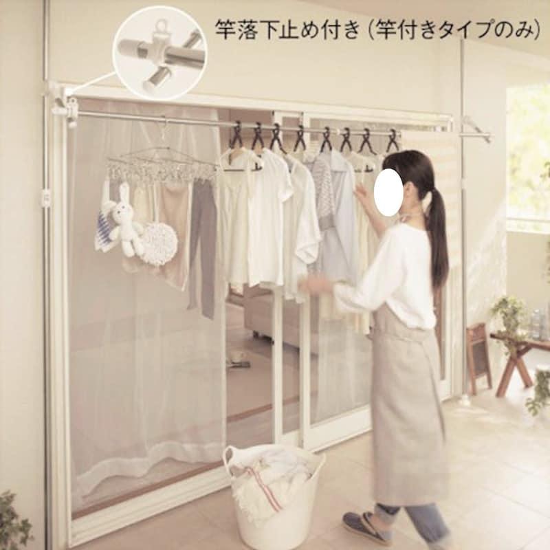 ベルメゾン つっぱり物干し 簡単設置】窓枠突っ張り式室内物干し（洗濯物干し/室内物干し/屋外