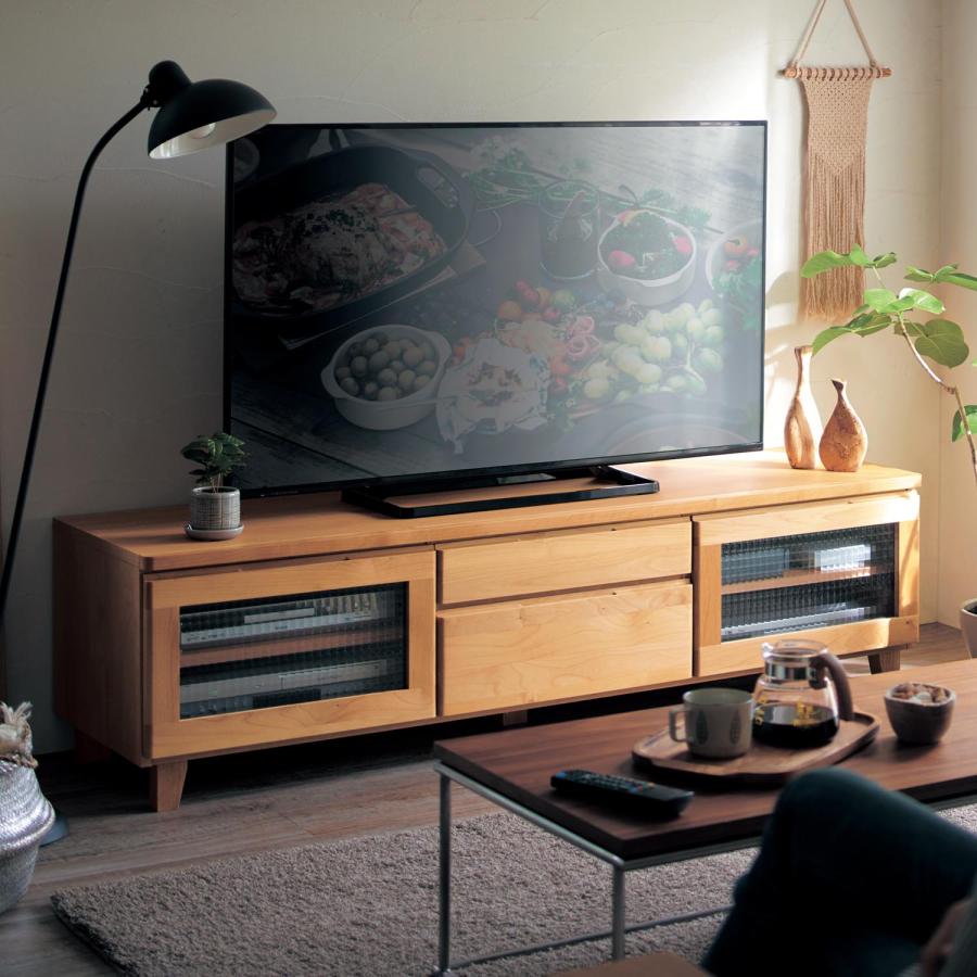 ベルメゾン 日本製 オイル仕上げ 木製テレビ台 幅160cm 可動棚付き