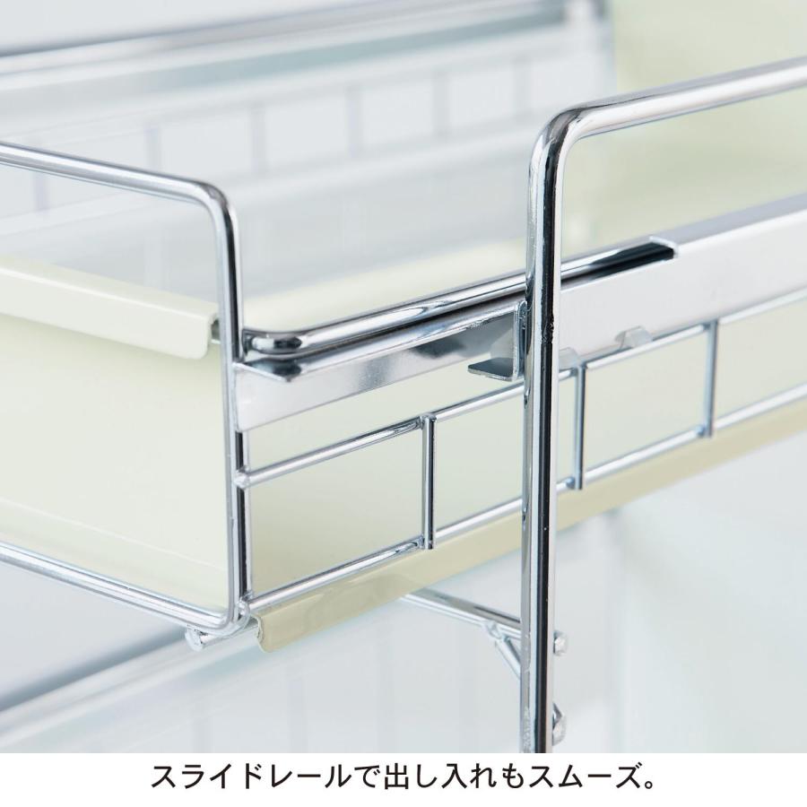 キッチンラック スライドラック 収納 キッチン 台所 シンク下 観音扉に便利 キッチン収納 台所収納 整理整頓 有効活用 幅約30×高さ約45cm 3段 シンプルの画像