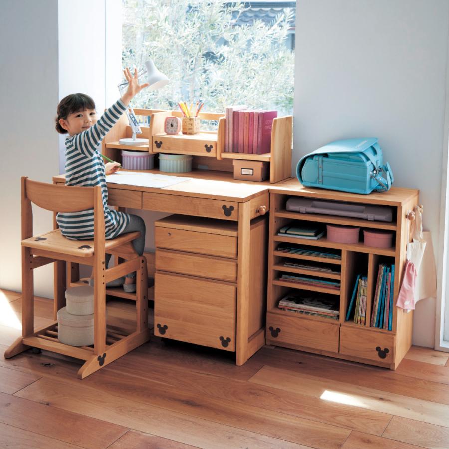 Disney 学習机 学習デスク ディズニー シンプル アルダー材 日本製 低