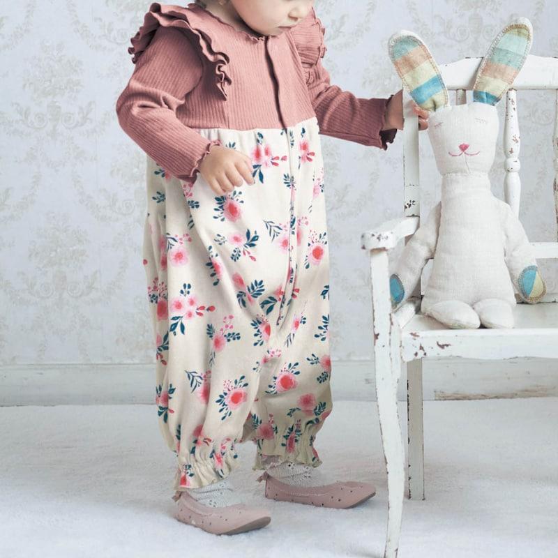 ★新品未使用★フリル付きロンパース 50-70cm Milk tea（ミルクティー） キッズ ベビー チュールフリル付き