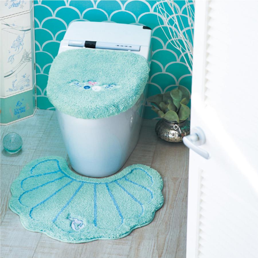 激安正規品 Disney ディズニー シェル型トイレマット フタカバー アリエル 標準マット フタカバーなし