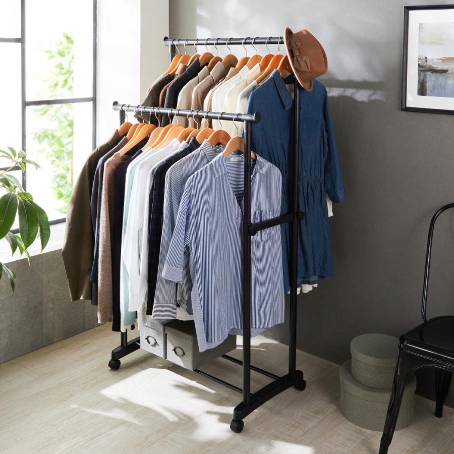 ブラックカラーのダブルハンガーラック 001 ベルメゾン Yahoo ショッピング店 通販 Yahoo ショッピング