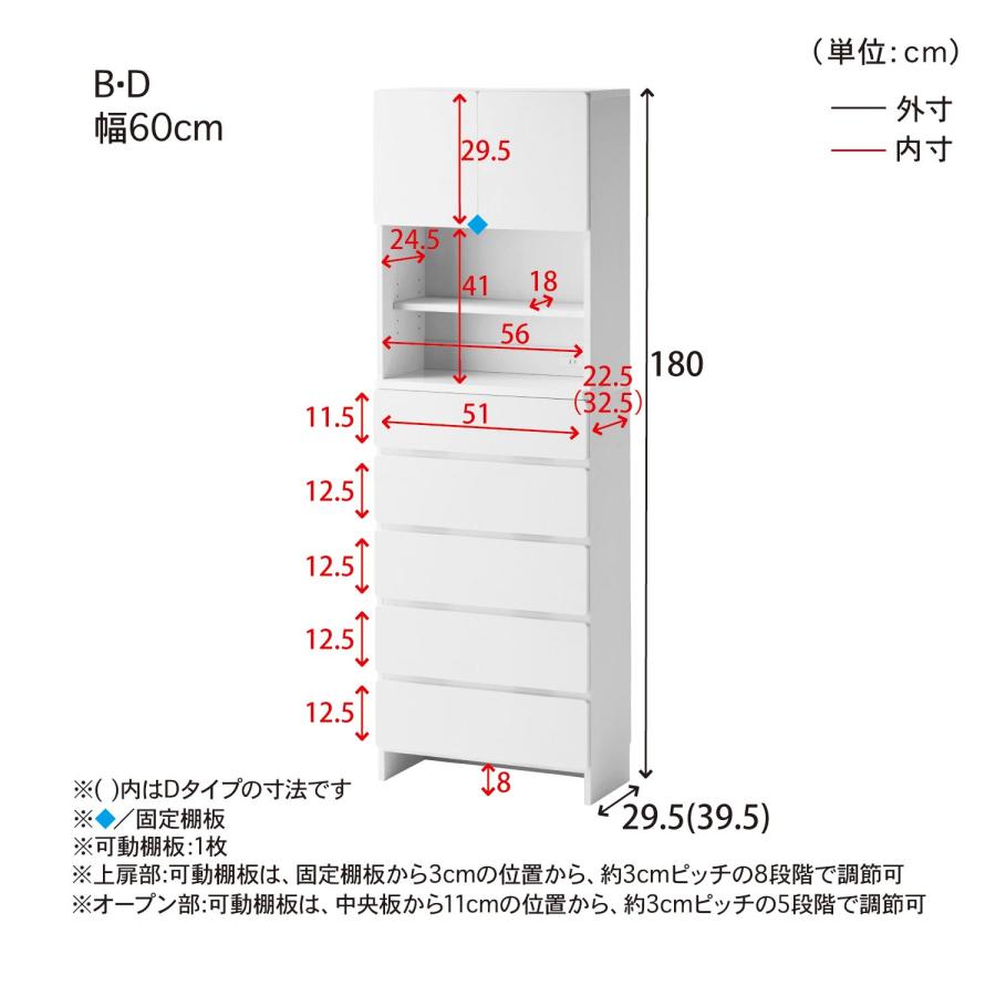 ランドリーラック 洗面所 収納 ランドリー収納 隙間収納 60cm 収納ラック サニタリーラック 洗剤ラック タオル収納 衣類収納 洗面所 脱衣所 D/60×39.5の画像