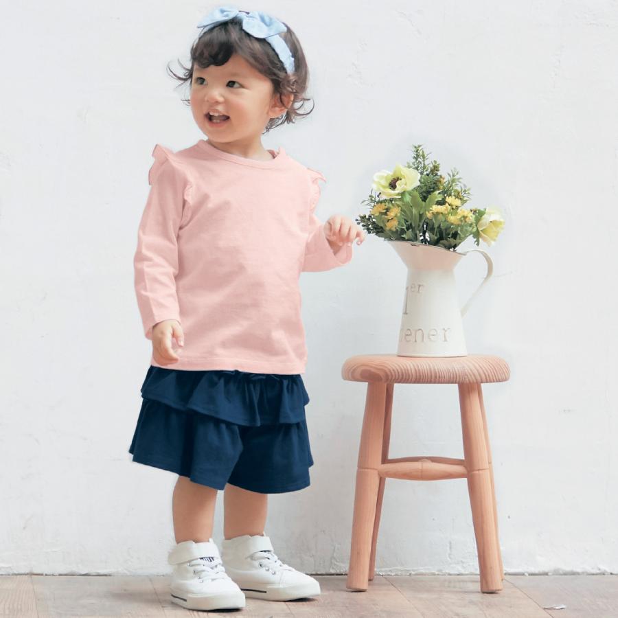 パンツ ハーフパンツ ボトムズ ズボン ハーフ ショート 子供 キッズ 子供服 女の子 ガールズ ガーリー 2段 フリル フリル かわいい mitete 80 90 95 おしゃれ｜bellemaison｜02