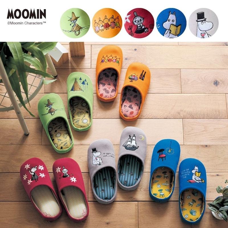 スリッパ ルームシューズ 室内履き 室内用 ファブリック 洗える ウォッシャブル 低反発 ウレタン MOOMIN ムーミン 快適 刺繍 来客用 シンプル おしゃれ 新生活（Yahoo!・ベルメゾン Yahoo!ショッピング店）