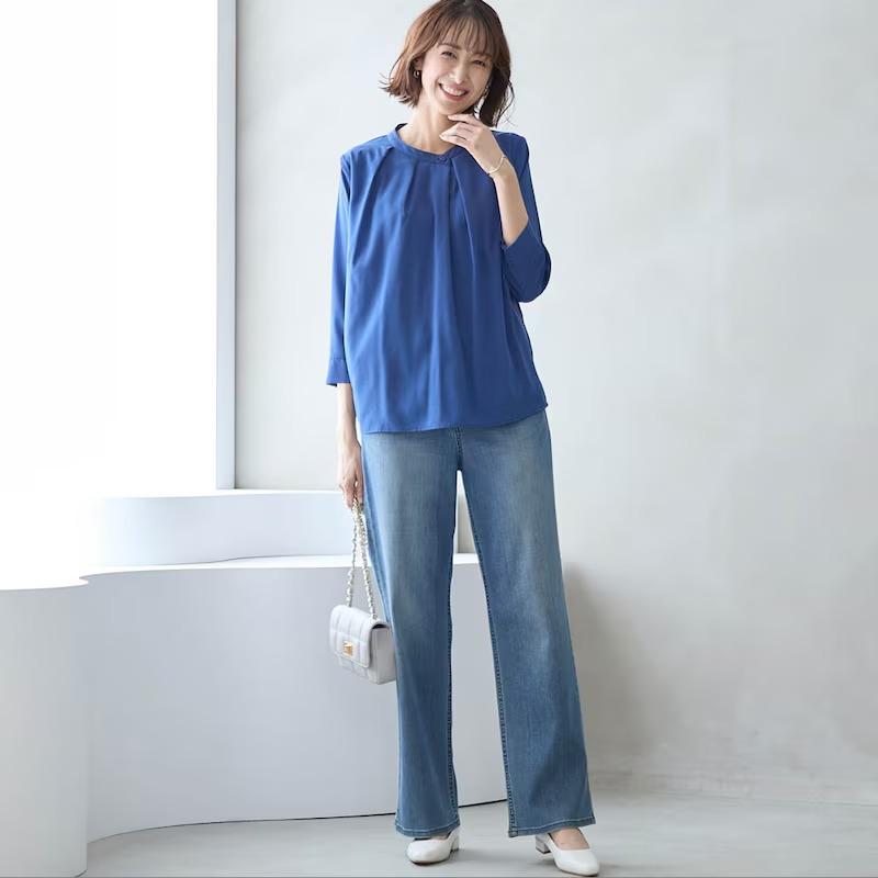 ワイドパンツ デニムパンツ レディース レディースパンツ ストレートパンツ ジーンズ デニム パンツ ボトムス ロングパンツ きれいめ 通勤 オフィス シンプル_17