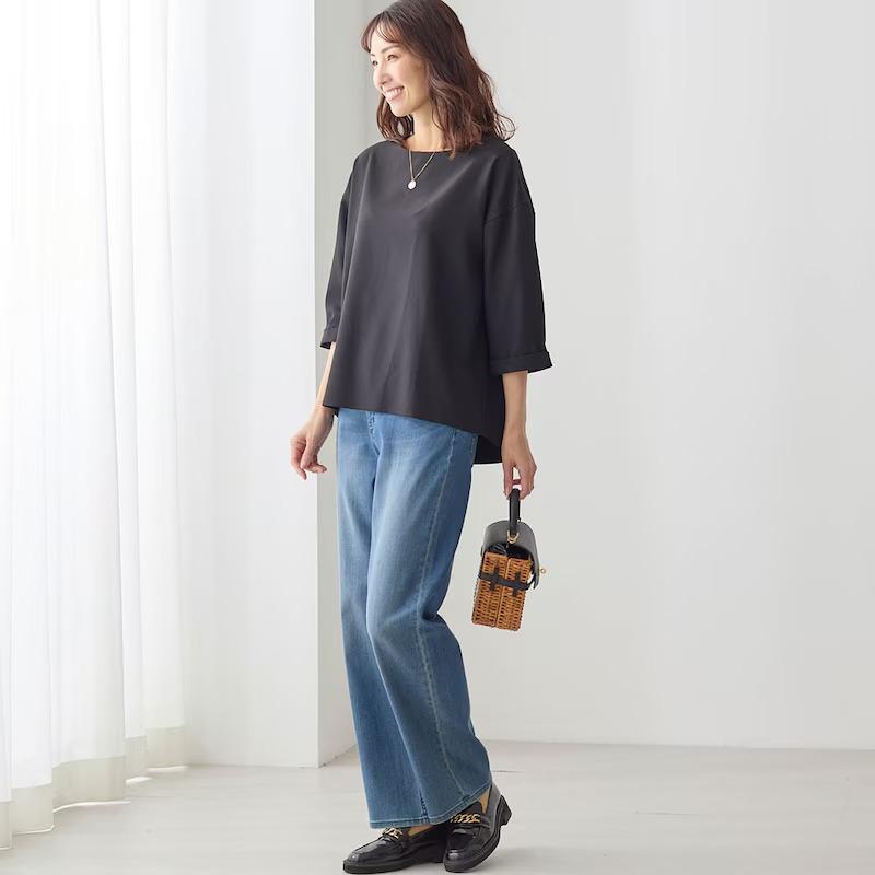 ワイドパンツ デニムパンツ レディース レディースパンツ ストレートパンツ ジーンズ デニム パンツ ボトムス ロングパンツ きれいめ 通勤 オフィス シンプル_19