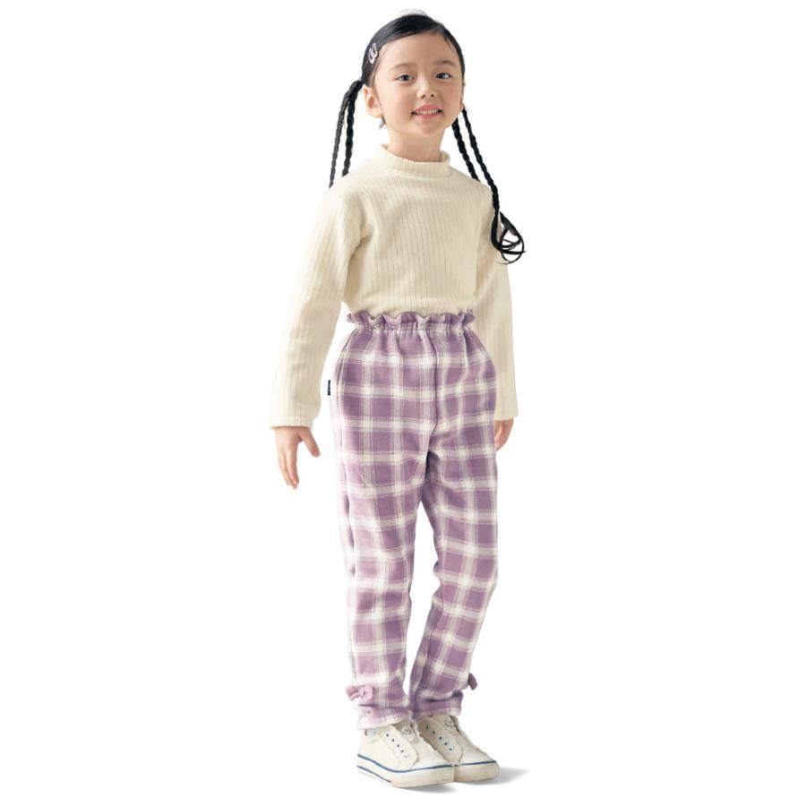 パンツ ロングパンツ 子供 キッズ 子供服 女の子 ガールズ 裏シャギー あたたか あったか 秋 冬 裾リボン デザイン ズボン 通学 おしゃれ ジータ GITA | ベルメゾン | 19