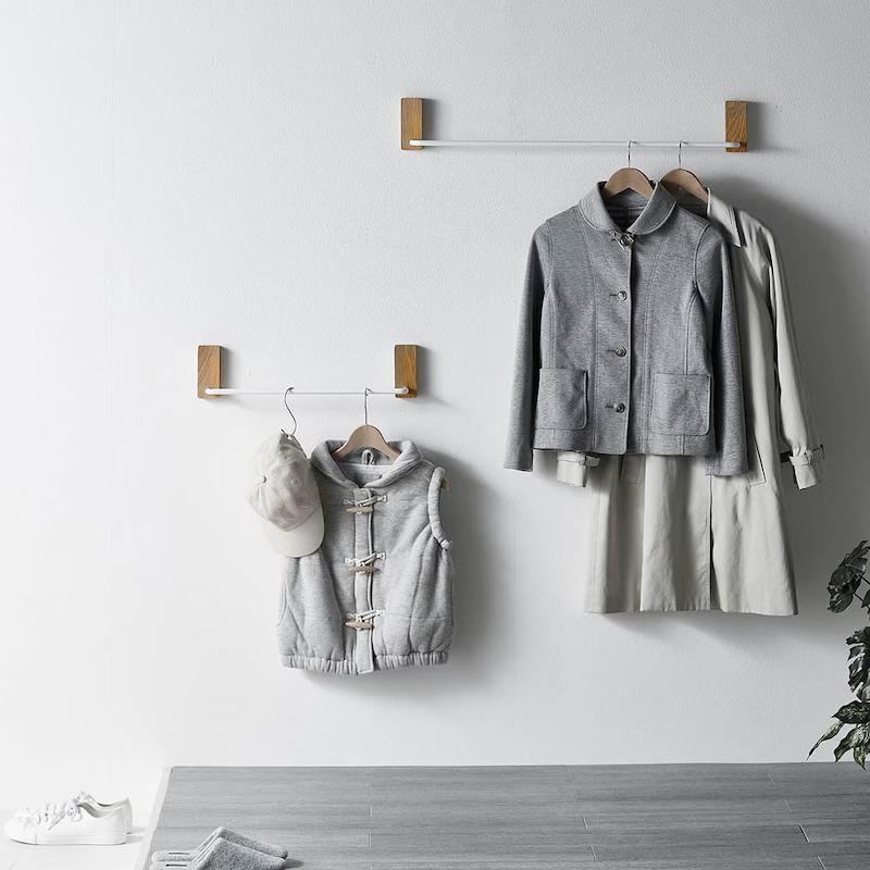 ベルメゾン（BELLE MAISON） 収納バー ハンガーバー 壁付け ピンで設置