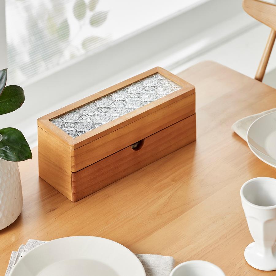 天然木とレトロガラスのカトラリーケース : ベルメゾン Yahoo