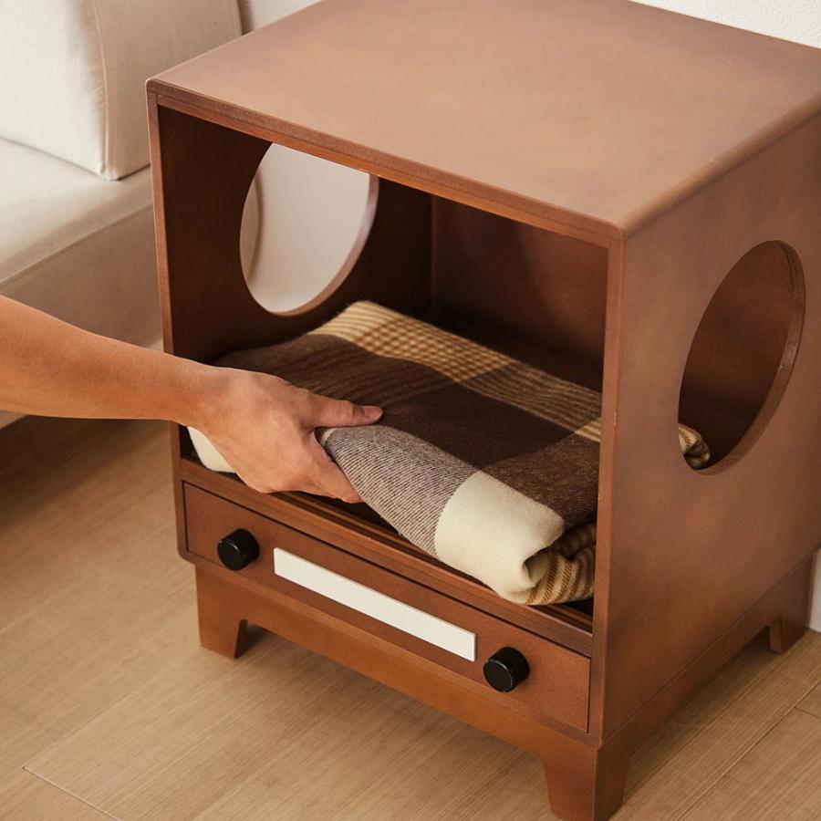 レトロテレビ型キャットハウス+おまけ付き(2021年3月まで) キャットハウス 猫ハウス ねこハウス ネコハウス ペット用 収納ラック