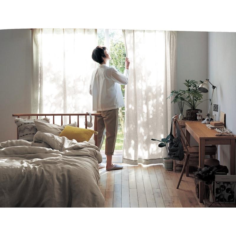 ベルメゾン（BELLE MAISON） カーテン 2枚組 リネンカーテン 洗える 夏