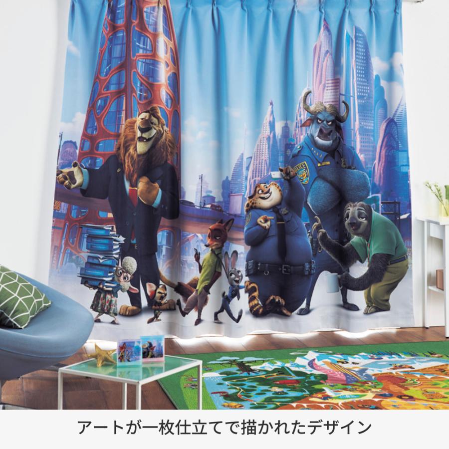 カーテン 遮光 形状記憶 遮光カーテン 1枚 Disney ディズニー キャラクター ズートピア 一枚仕立て リビング ダイニング キッズルーム おしゃれ 幅約200cm_16