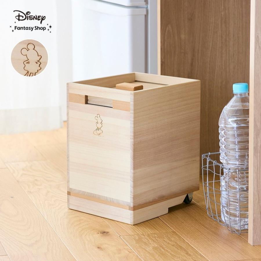 Disney（ディズニー） 米びつ 米櫃 キャスター付き 5kg 木製 桐 一合枡