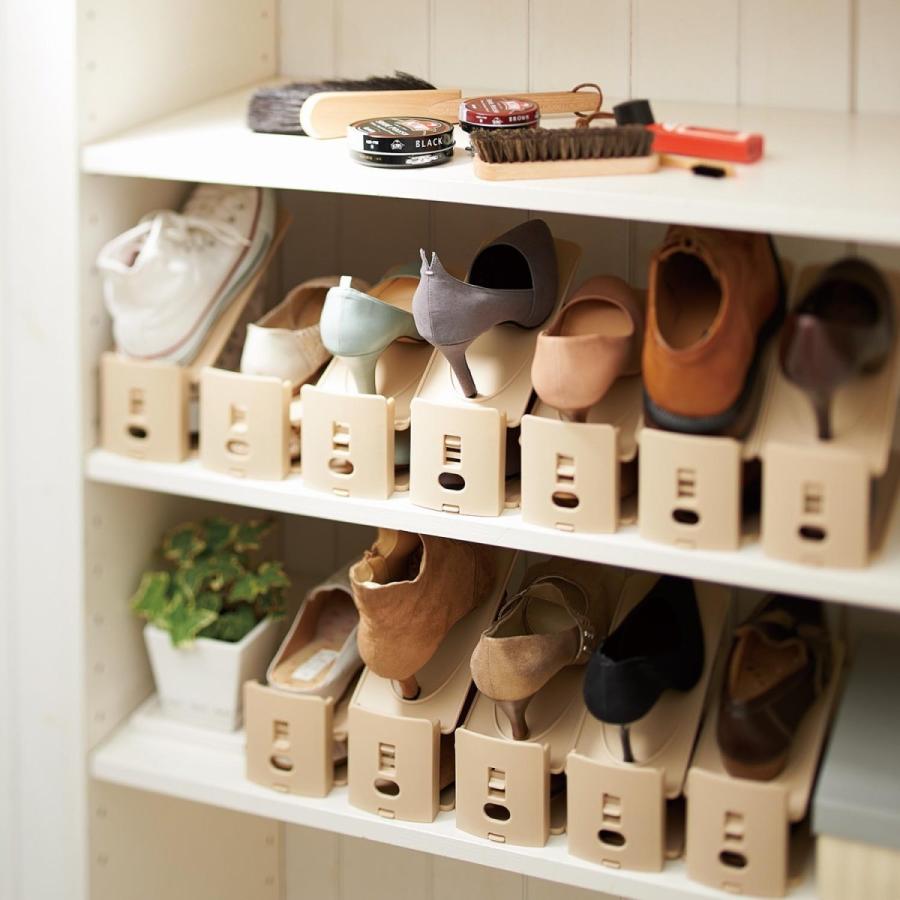 靴ホルダー 6個 セット 靴 収納 高さ調節可 日本製 玄関 エントランス シューズ 便利 スペース ベージュ ベルメゾン Paypayモール店 通販 Paypayモール
