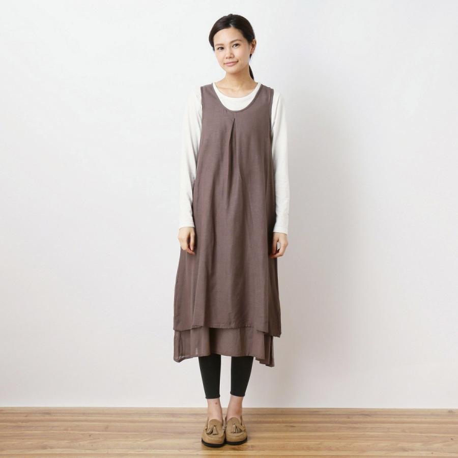 麻混２枚重ねノースリーブワンピース 重ね着にも ブラック ベルメゾン Paypayモール店 通販 Paypayモール