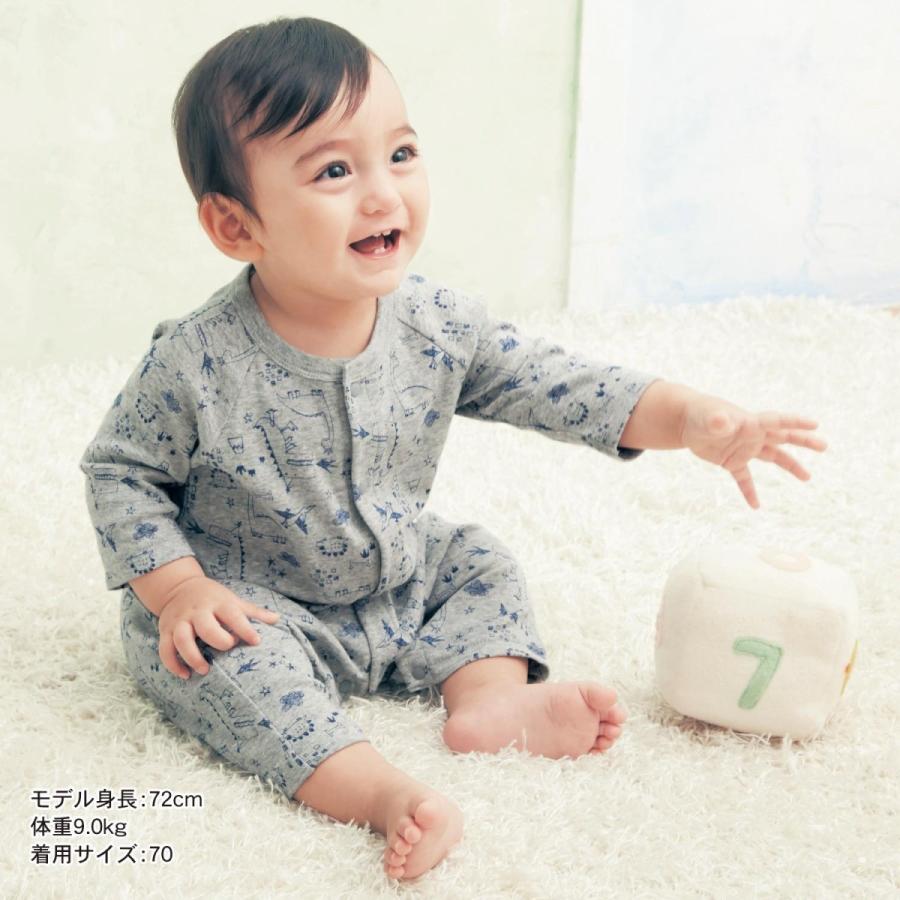 カエルロンパース ベビー服 フライス Gita ジータ 長袖 ロンパース 前開き 綿100 ベビー 服 新生児 男の子 女の子 新生児服 恐竜柄杢グレー 60 70 80 ベルメゾン Paypayモール店 通販 Paypayモール