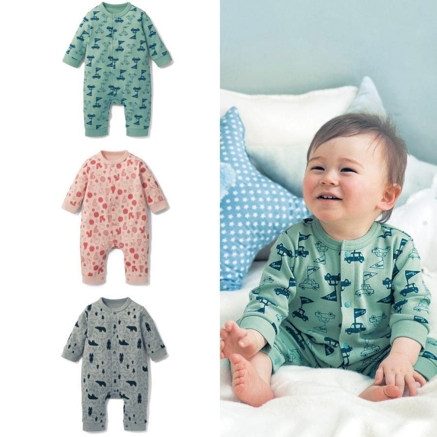ベビー パジャマ カバーオール 長袖 前開き プリント ミントグリーン 70 80 90 ベルメゾン Paypayモール店 通販 Paypayモール
