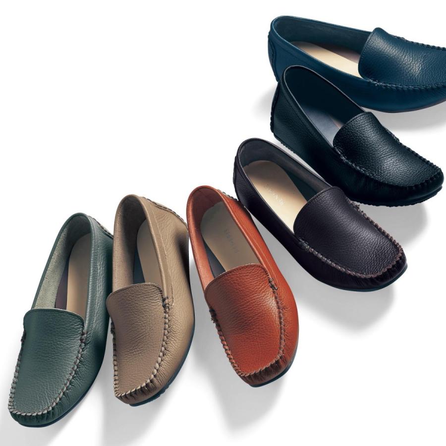 スニーカー サボ レディース ベルメゾン 本革脚長モカシン 日本製 グレイッシュブルー ベルメゾン Paypayモール店 通販 Paypayモール