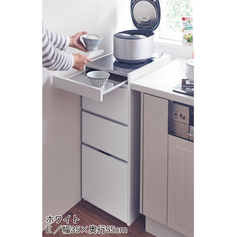 ラック キッチンラック 収納 棚 キッチン 作業台 スライド棚 ステンレス天板 ストック 隙間 すき間 日本製 ホワイト E 35 55 ベルメゾン Paypayモール店 通販 Paypayモール