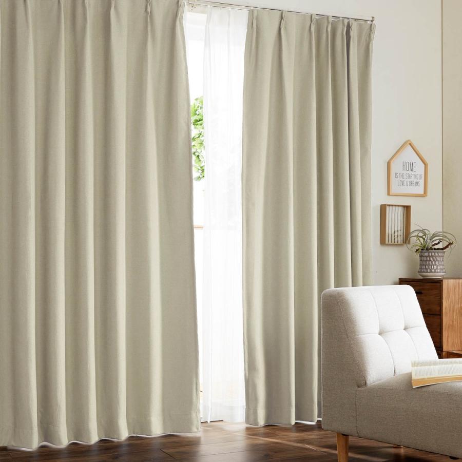 カーテン カーテン 素材感を楽しむシンプルな遮光カーテン アイボリー 約100 140 2枚 約100 145 2枚 約100 150 2枚 D 005 ベルメゾン Yahoo ショッピング店 通販 Yahoo ショッピング