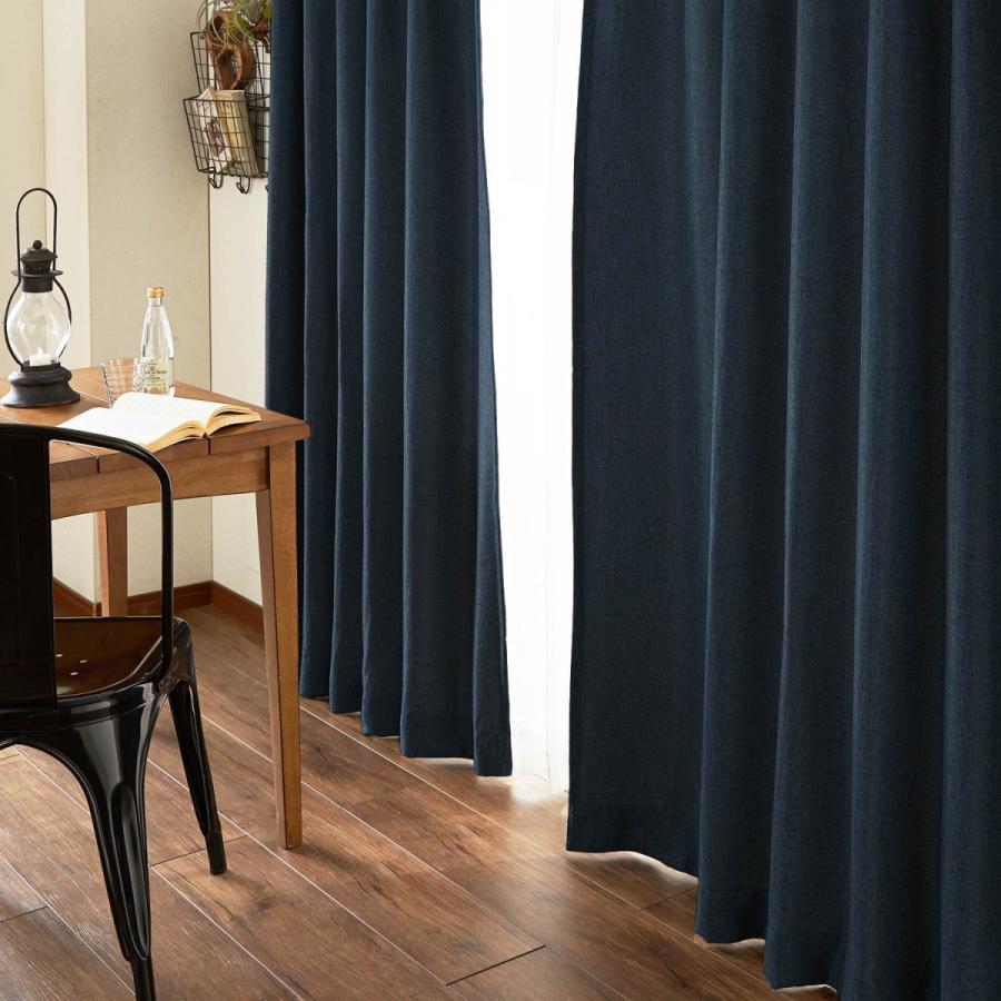 今季一番 カーテン 2枚 約130×178 素材感を楽しむシンプルな遮光カーテン　ネイビー カーテン ドレープカーテン
