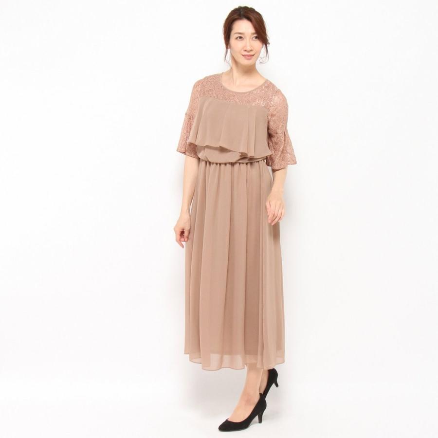 ワンピース チュニック レディース レース使いロングワンピースフォーマルにもｍ 5ｌ ネイビー ベルメゾン Paypayモール店 通販 Paypayモール