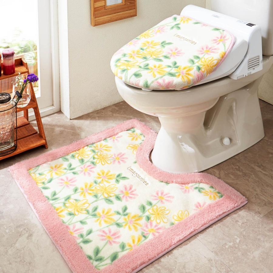 トイレマット 花柄 抗菌 防臭 洗える すべりにくい おしゃれ ブルー 裾ロングマット O Uフタカバーセット ベルメゾン Paypayモール店 通販 Paypayモール