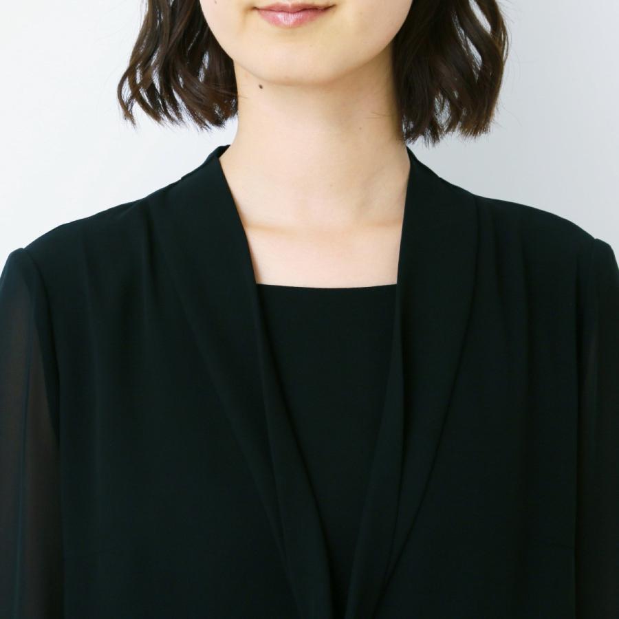 フォーマル レディース 喪服 礼服 ブラックフォーマル スーツ 洗える ボウタイ風前開きフォーマルワンピース 喪服 礼服 ７ａｒ １９ａｒ ブラック ベルメゾン Paypayモール店 通販 Paypayモール