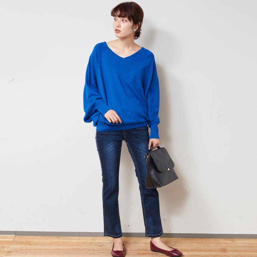 ニット セーター レディース ｖネックゆったりドルマン綿混ニット ロイヤルブルー ベルメゾン Paypayモール店 通販 Paypayモール