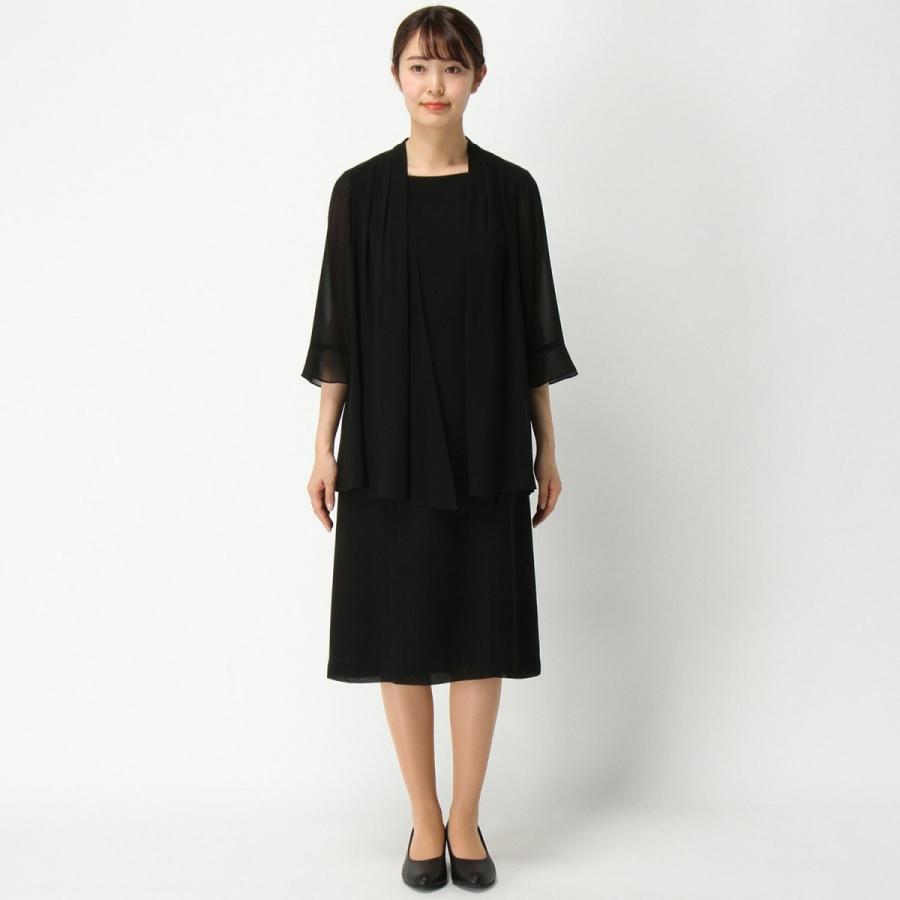 フォーマル レディース 喪服 礼服 ブラックフォーマル スーツ 洗える 羽織り重ね風フォーマルワンピース ブラック ベルメゾン Paypayモール店 通販 Paypayモール
