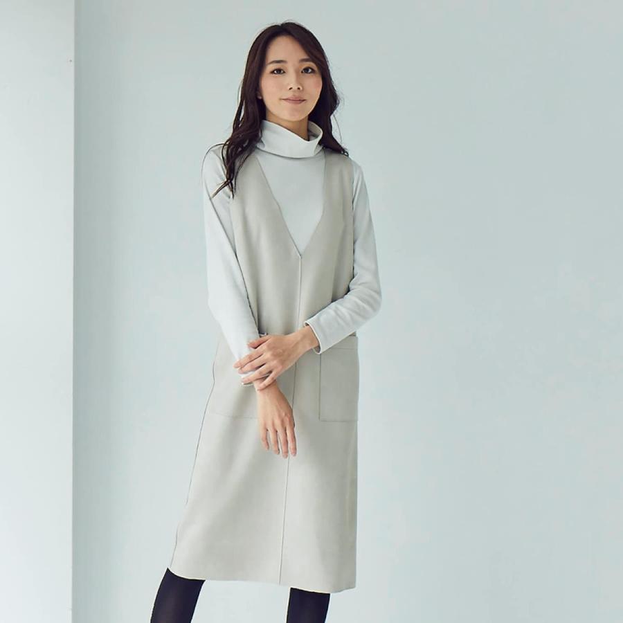 ワンピース チュニック レディース エコスエードｖネックジャンパー