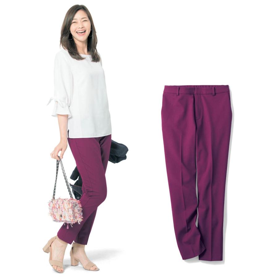 パンツ レディース クロップドパンツ ペタンコ靴でもすっきりはける エアリーアンクルパンツ ブラック系チェック Aw ベルメゾン Paypayモール店 通販 Paypayモール