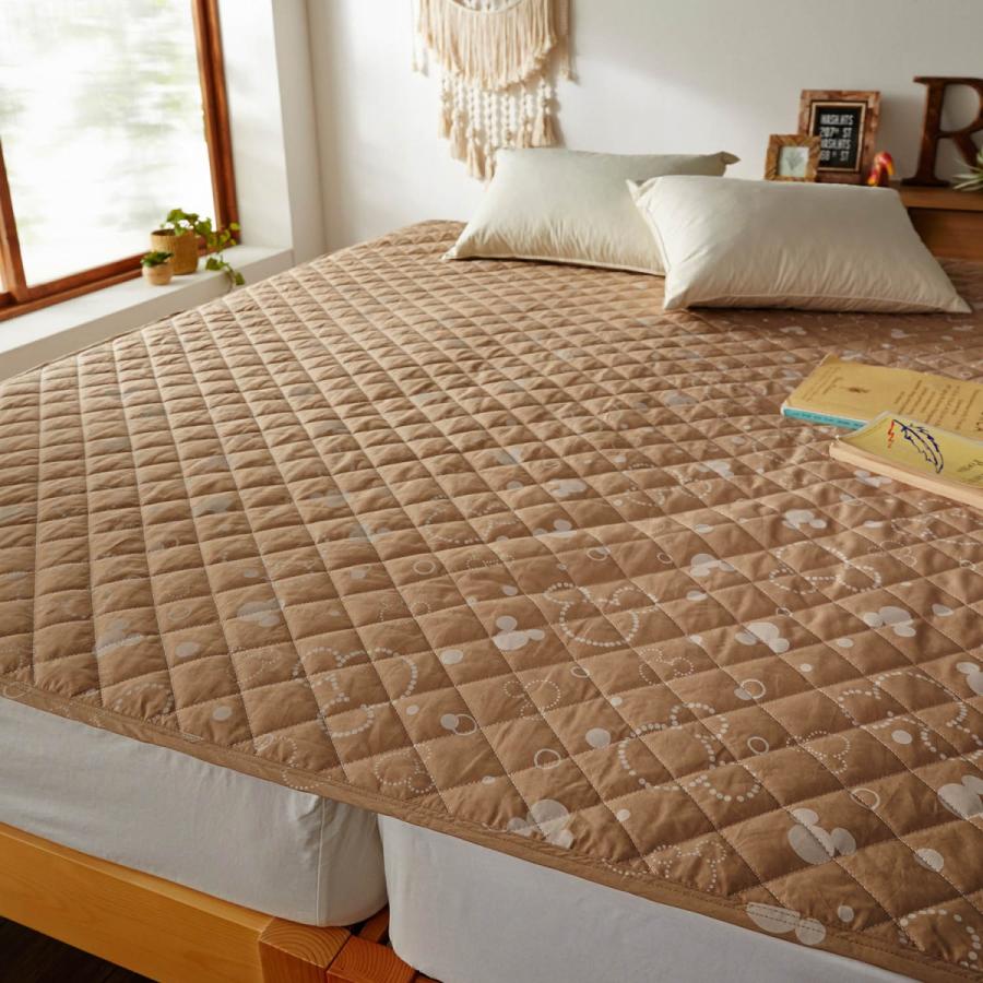 かったキン ディズニー Paypayモール店 通販 Paypayモール 大きいサイズが嬉しい 綿１００ の敷きパッド ミッキーモチーフ ピンク クイーン ベルメゾン クイーン