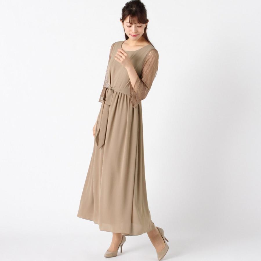 フォーマル レディース ワンピース 袖レースシフォンワンピースドレス テラコッタ ベルメゾン Paypayモール店 通販 Paypayモール