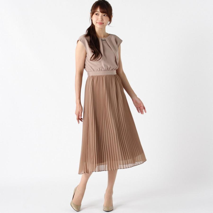 ストマーク フォーマル ベルメゾン Paypayモール店 通販 Paypayモール レディース ワンピース 襟元パーツ使いプリーツ