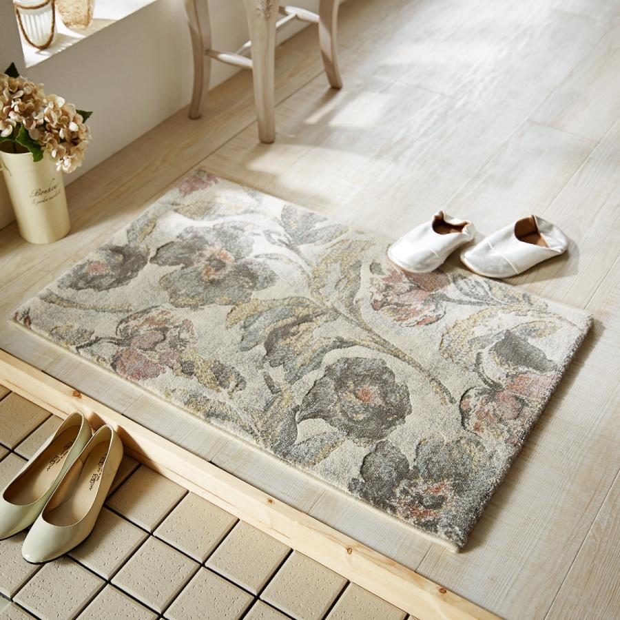 ベルギー製花柄デザイン玄関マット ピンクグレー系 約60 90 ベルメゾン Paypayモール店 通販 Paypayモール