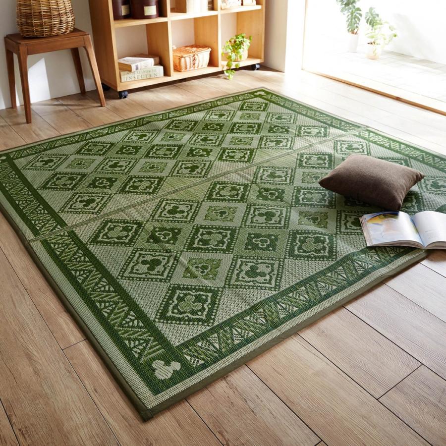 ディズニー 日本製タイルデザインのい草ラグ ミッキーモチーフ ネイビー系 約191 250 ベルメゾン Paypayモール店 通販 Paypayモール