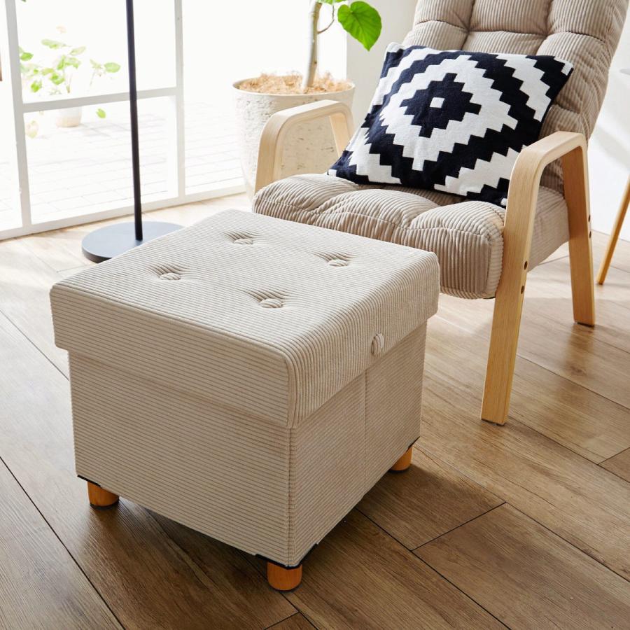 5 大好評 スツール おしゃれ 収納スツール コーデュロイ素材のサイドテーブルにもなる脚付き収納スツール カラー グレー Cisama Sc Gov Br
