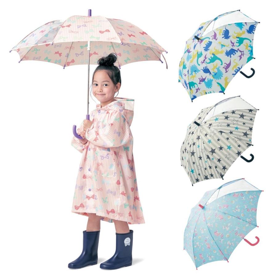 前が見える１面透明素材の子供用長傘 スター グレー系 M 50cm L 55cm ベルメゾン Paypayモール店 通販 Paypayモール